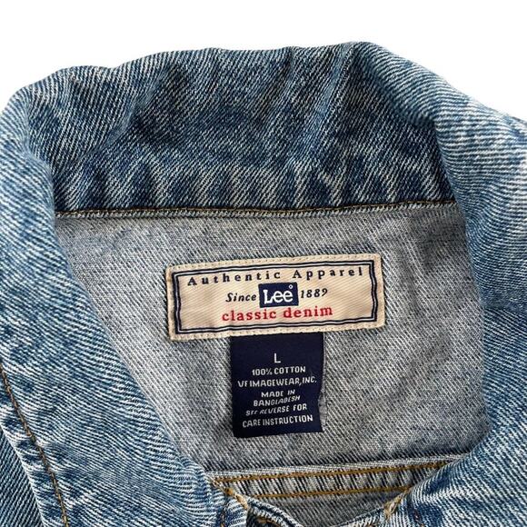 Vintage Lee Denim Jacket TMP Champions Size Large - Picture 3 of 4